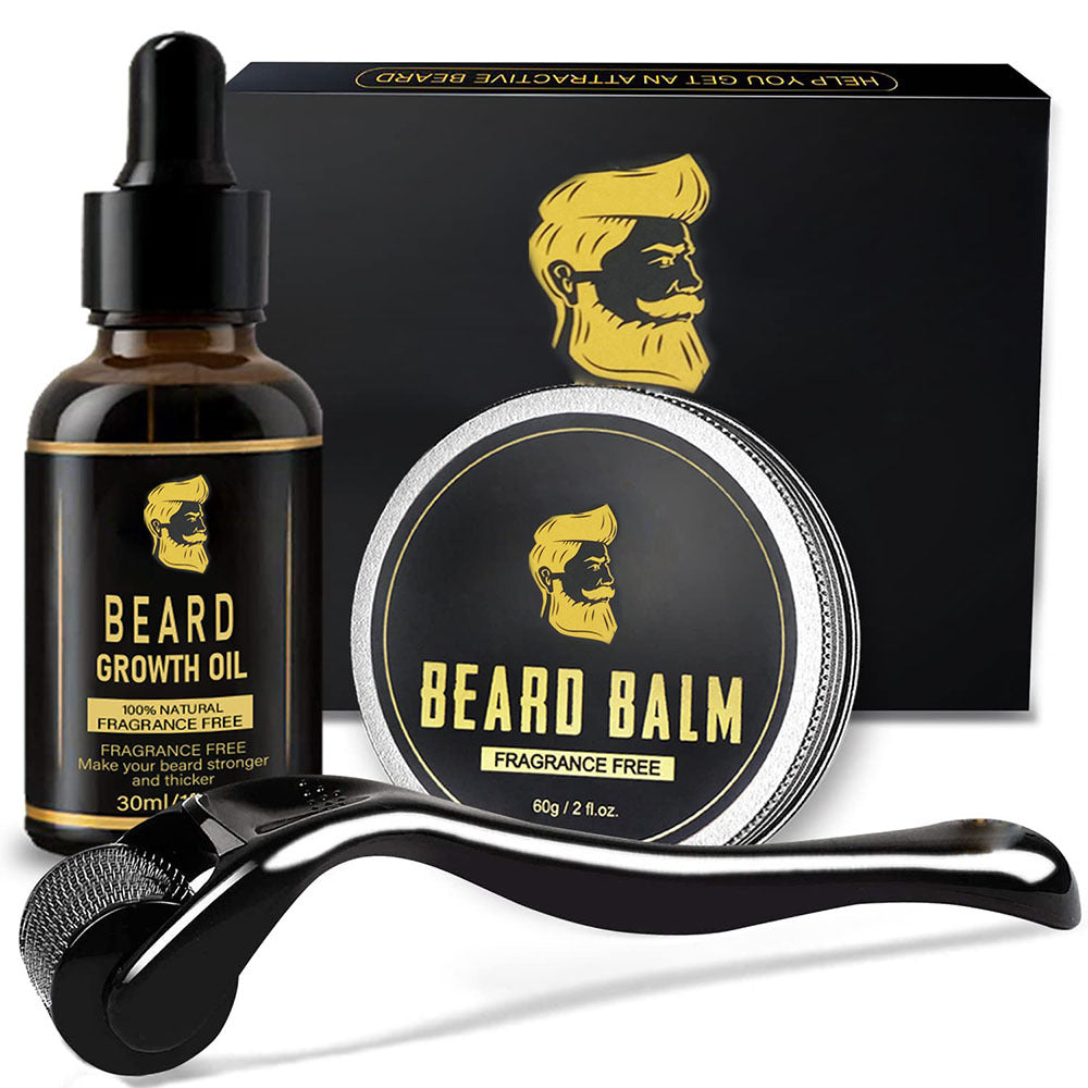 Beard Growth Kit 3-Set (Roller, Growth Oil, Beard Balm) – DermRollers