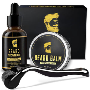 Beard Growth Kit 3-Set (Roller, Growth Oil, Beard Balm)